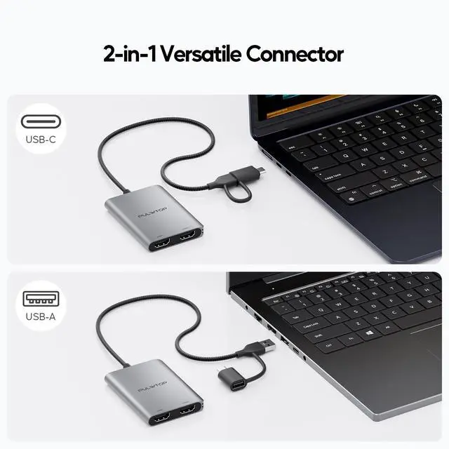 Alt view image 4 of 7 - PULWTOP Displaylink Adapter, USB C to HDMI Adapter with Dual Monitor for Mac M1/M2/M3/M4, USB C to Dual HDMI for MacBook, Laptops, iMac, Driver Required