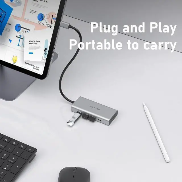 Alt view image 6 of 6 - PULWTOP 5 Port USB C Hub 10Gbps for Laptop, Power Delivery with 100W PD (Not Support Monitor) USB C Hub Multiport Adapter for MacBook