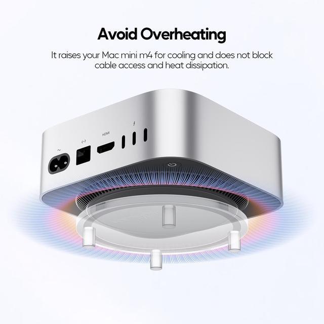 Alt view image 4 of 7 - PULWTOP Clear Acrylic Desk Stand for Mac Mini M4/M4 Pro 2024, Minimalist M4 Holder with Easy Power Button Access, Anti-Slip Base & Heat Dissipation, Compact Space-Saving Design for Mac Mini 2024 Model