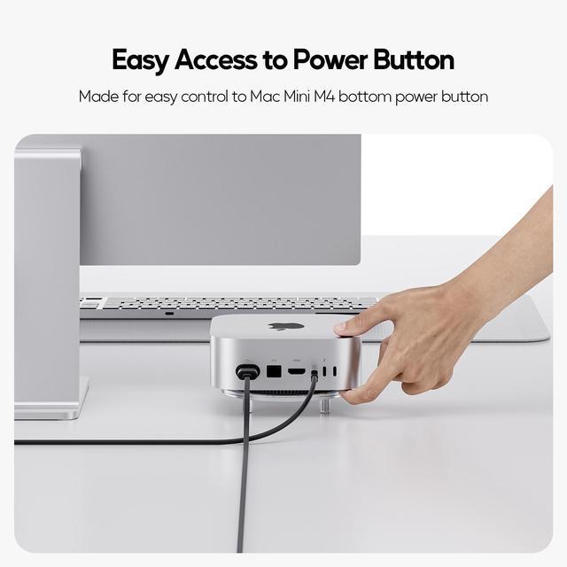 Alt view image 5 of 7 - PULWTOP Clear Acrylic Desk Stand for Mac Mini M4/M4 Pro 2024, Minimalist M4 Holder with Easy Power Button Access, Anti-Slip Base & Heat Dissipation, Compact Space-Saving Design for Mac Mini 2024 Model