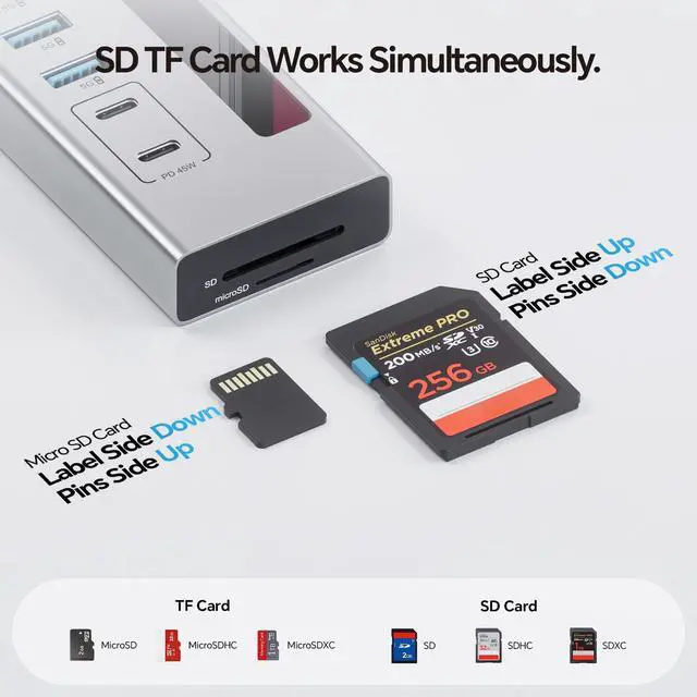 Alt view image 3 of 7 - PULWTOP Powered USB C Hub, 11-in-1 USB Hub with SD/TF, 2*USB-C 10Gbps, 4*USB-A 5/10Gbps and 2 * 24/45W Type-C PD Charging Ports (Not Support Video), USB Powered Hub (72W DC Adapter Included)
