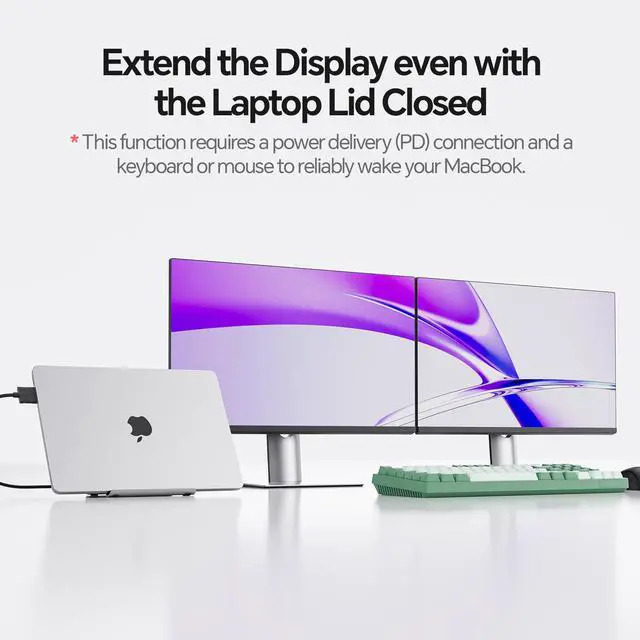 Alt view image 6 of 7 - PULWTOP MacBook Docking Station Dual Monitor 4K@60Hz for MacBook Pro/Air M3 Pro/M4, USB C Docking Station Stand Laptop Dock with 2 HDMI, PD, Ethernet, USB A/C 10Gbps, Audio, SD/TF, USB 2.0