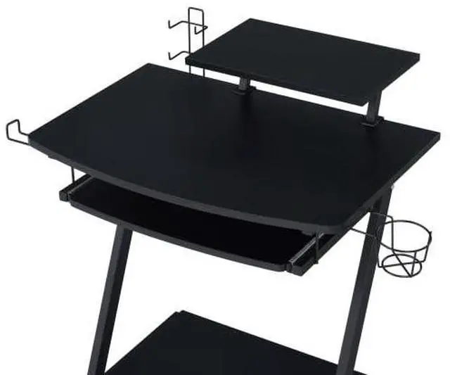 Alt view image 2 of 5 - OZwest Black Gaming Desk with Keyboard Tray