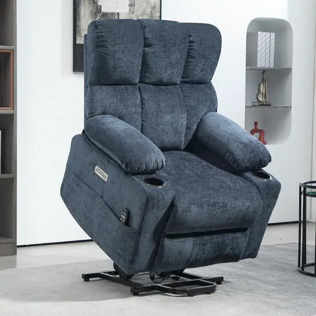 Main image of Arboyn Large Power Lift Recliner Chair Sofa with Massage and Heat for Elderly People, Timer Function, Infinite Position, Cup Holders, Side Pockets, Dual USB Ports(Blue)