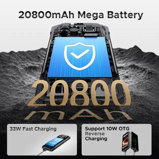 Alt view image 2 of 7 - DOOGEE Fire 6 Max(2025) 5G Rugged Smartphone with Thermal Image Camera,20800mAh/33W Fast,6.72" FHD+ 120Hz IPS Screen,120LM Flashlight Rugged Phone,256GB/TF 2TB,50MP,Android 14,IP68 Waterproof Phone