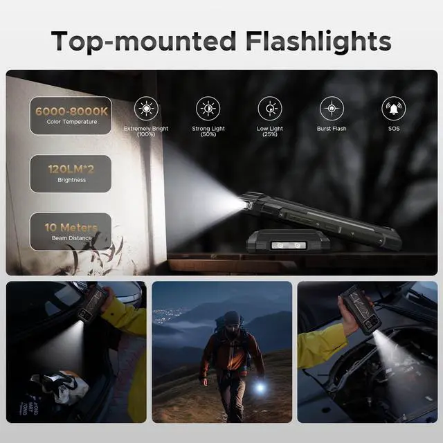 Alt view image 5 of 7 - DOOGEE Fire 6 Max(2025) 5G Rugged Smartphone with Thermal Image Camera,20800mAh/33W Fast,6.72" FHD+ 120Hz IPS Screen,120LM Flashlight Rugged Phone,256GB/TF 2TB,50MP,Android 14,IP68 Waterproof Phone