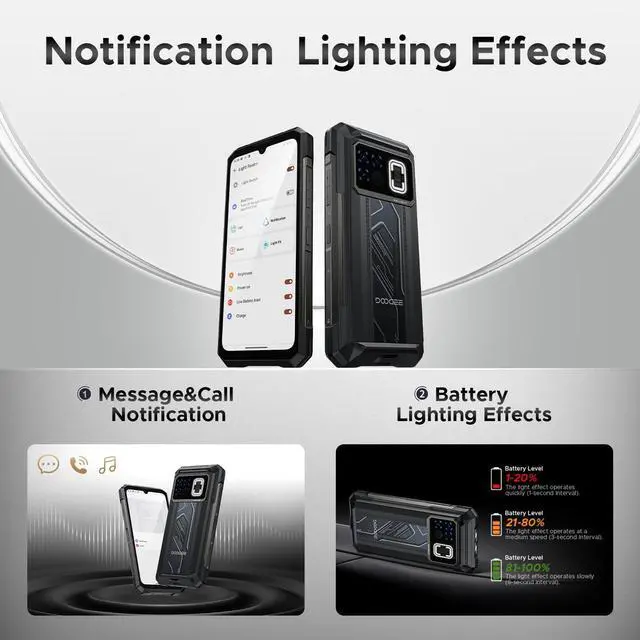 Alt view image 6 of 7 - DOOGEE Fire 6 Max(2025) 5G Rugged Smartphone with Thermal Image Camera,20800mAh/33W Fast,6.72" FHD+ 120Hz IPS Screen,120LM Flashlight Rugged Phone,256GB/TF 2TB,50MP,Android 14,IP68 Waterproof Phone