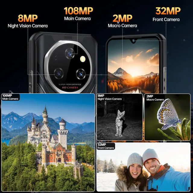 Alt view image 4 of 7 - OUKITEL WP55 Pro 5G Rugged Smartphone Unlocked Android 15-48GB+512GB/2TB Rugged Cellphones, 6.6''FHD+Display 108MP Rear Camera 11000mAh(33w) Battery Waterproof Mobile Phone, IP68/IP69K/NFC/T-Mobile
