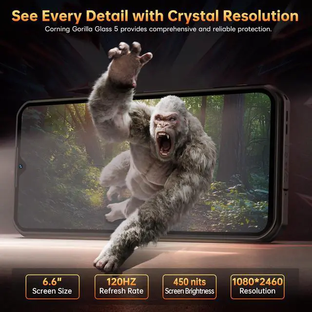 Alt view image 6 of 7 - OUKITEL WP55 Pro 5G Rugged Smartphone Unlocked Android 15-48GB+512GB/2TB Rugged Cellphones, 6.6''FHD+Display 108MP Rear Camera 11000mAh(33w) Battery Waterproof Mobile Phone, IP68/IP69K/NFC/T-Mobile
