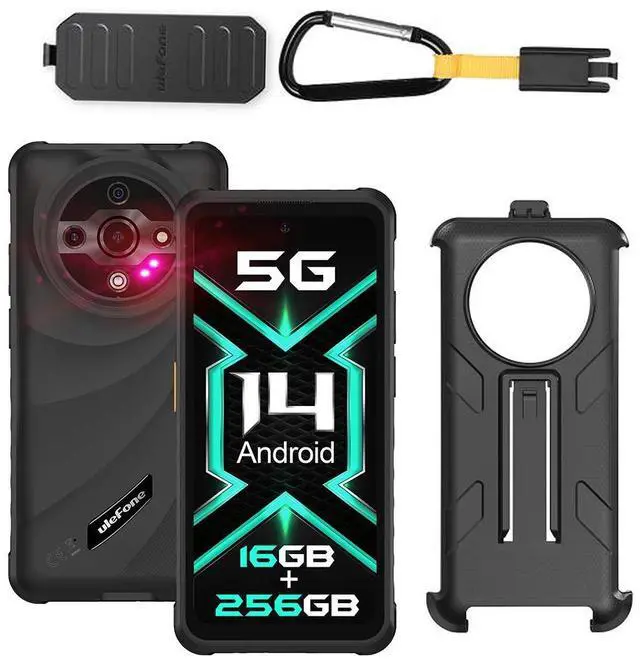 Main image of Ulefone Armor X31 Pro 5G Rugged Phone, MTK Dimensity 6300 5G, 16GB+256GB, Android 14, 6.56 120Hz, 64MP Main Cam., 25MP Night Vision Cam., 6050mAh, NFC/IR Blaster/GPS + CASE - Black