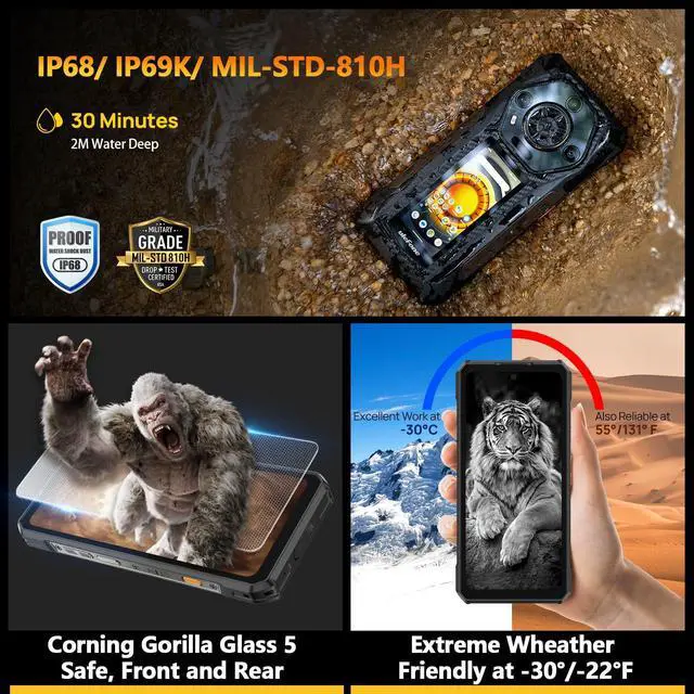 Alt view image 7 of 7 - Ulefone Armor 30 Pro 5G Dual Screen Rugged Phone, 32GB+512GB, 6.95" FHD 120Hz + 3.4" Screen, 12800mAh 66W, 50MP+50MP+64MP+32MP, Infinite Halo, 118dB Speaker Android 14 + uSmart C01 Electron Microscope
