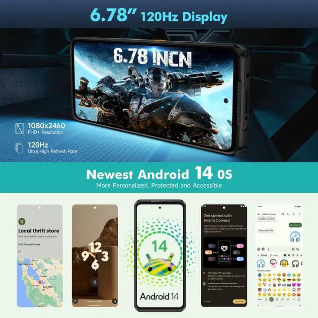 Alt view image 6 of 7 - Ulefone Rugged Smartphone, Armor 25T Thermal Imaging Camera, Android 14 12GB + 256GB Helio G99 Octa-Core, 50MP + 64MP Night Vision, 33W/6500mAh 6.78 Inch 120Hz, IP68 Dual SIM 4G +CASE