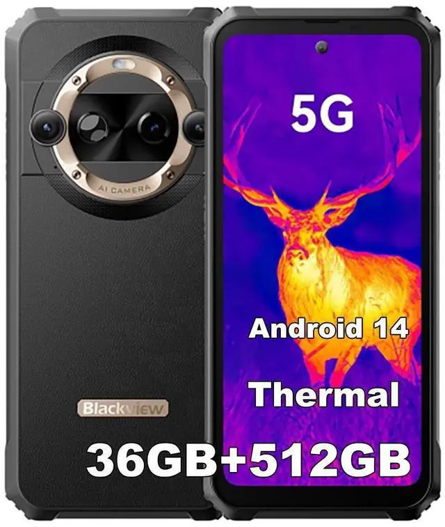 Main image of Blackview BL9000 Pro 5G Rugged Smartphone Unlocked (FLIR Thermal Imaging Camera), 36GB +512GB, Android 14, 50MP+50MP Camera, 120Hz 6.78"FHD+, Dual 5G SIM Rugged Phones, IP68/IP69K, 120W/NFC/WiFi 6/GPS