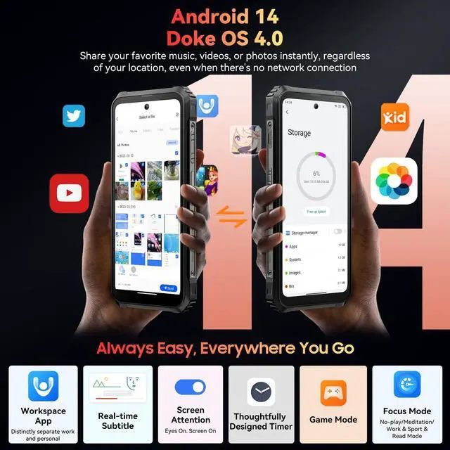 Alt view image 5 of 7 - Blackview BL9000 Pro 5G Rugged Smartphone Unlocked (FLIR Thermal Imaging Camera), 36GB +512GB, Android 14, 50MP+50MP Camera, 120Hz 6.78"FHD+, Dual 5G SIM Rugged Phones, IP68/IP69K, 120W/NFC/WiFi 6/GPS