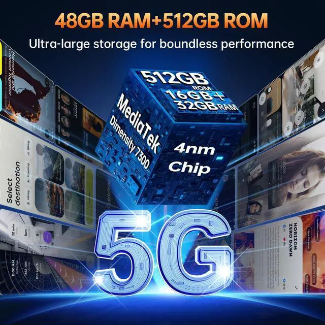 Alt view image 3 of 7 - OUKITEL WP100 Titan Rugged Smartphone 5G - 33000mAh Rugged Phone with Projector, 48GB+512GB Unlocked Android 14 Cell Phones with 1200 Lumens Camping Light, 6.8'' FHD+120Hz Smartphone, 200MP, T-Mobile