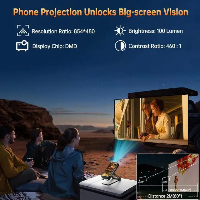 Alt view image 4 of 7 - OUKITEL WP100 Titan Rugged Smartphone 5G - 33000mAh Rugged Phone with Projector, 48GB+512GB Unlocked Android 14 Cell Phones with 1200 Lumens Camping Light, 6.8'' FHD+120Hz Smartphone, 200MP, T-Mobile