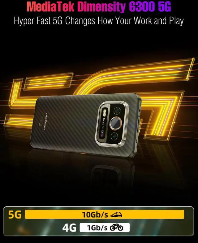 Alt view image 4 of 7 - Ulefone Armor 25T Pro & Case 5G Rugged Phone, Thermal Imaging 64MP+50MP Camera, 12GB+256GB MTK Dimensity 6300, 6500mAh(33W), 30W Wireless Charging, 6.78" FHD+ 120Hz Corning Gorilla Screen, Android 14