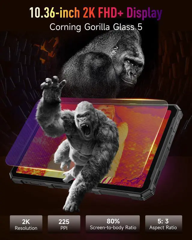 Alt view image 6 of 7 - Ulefone Armor Pad 4 Ultra Thermal Imaging 5G Rugged Tablet, 16GB + 256GB/2TB Expansion Android 14, 10.36" 2K Corning Display, IP68/69K, 11800mAh(33W), 10W Dock Charging, 50MP + 32MP, +Holster