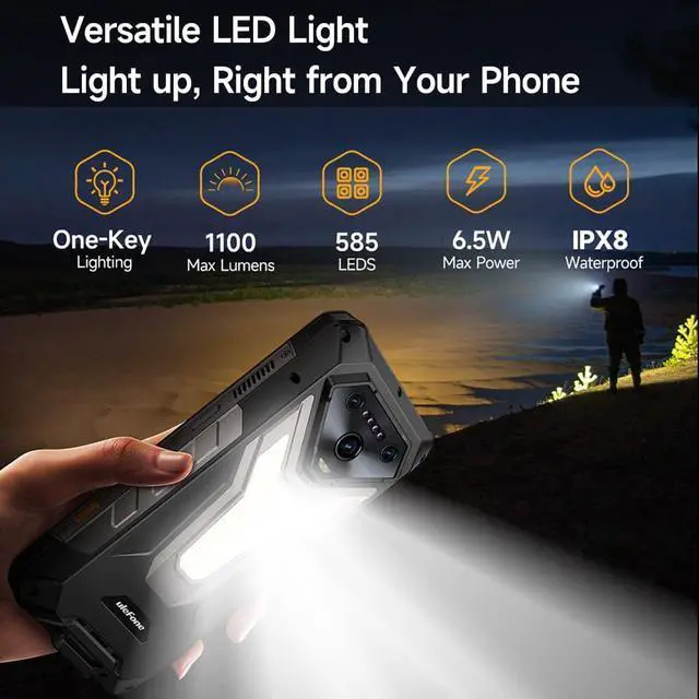 Alt view image 5 of 7 - Ulefone Armor 34 PRO 5G AI Rugged Smartphone with Projector.25500mAh(66W),32GB+512GB Andriod 15 Phone,6.95 FHD+ IP68 Waterproof,64MP+50MP+50MP Camera,1100 LMS LED Light,Widevine L1,NFC,IR Blaster