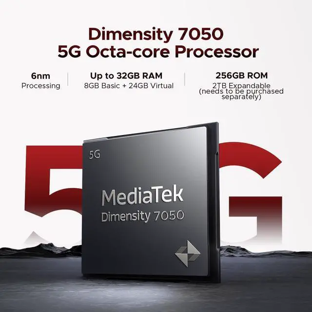 Alt view image 2 of 7 - DOOGEE Blade 20 Play 5G Rugged Phone,Dimensity 7050 Octa Core,32GB+256GB,Android 15 10300mAh Rugged Smartphone with 125dB Speakers,6.6" HD + LED Light Effect,50MP+20MP+16MP,Face ID/NFC/WIFI6/OTG