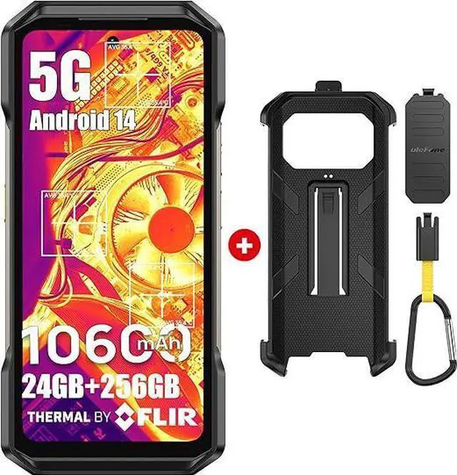 Main image of Ulefone Armor 27T PRO 5G Rugged Smartphone Unlocked, Thermal Imaging Camera, Dimensity 6300 24GB+256GB Android 14 Cell Phone, 6.78" FHD+, 10600mAh Wireless Charge, Dual 4G, NFC GPS OTG + case