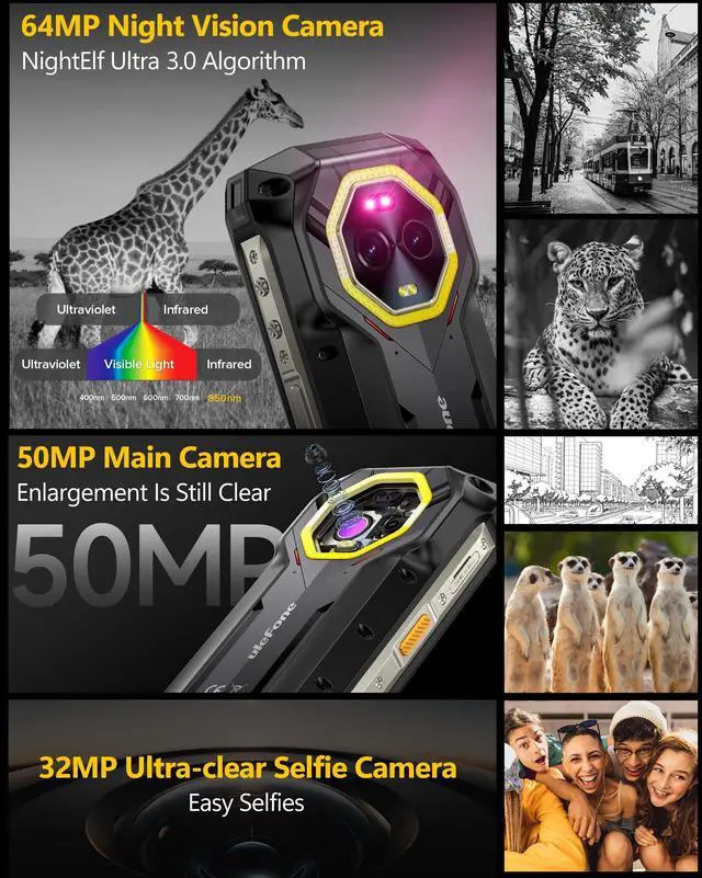 Alt view image 5 of 7 - Ulefone Armor Mini 20 Pro 5G Rugged Phone, 16GB+256GB MTK Dimensity 6300, 64MP+50MP Main Camera, 6200mAh(33W), 4.7" HD+ Corning Gorilla Screen,Waterproof, Versatile LED Light, Android 14 + case
