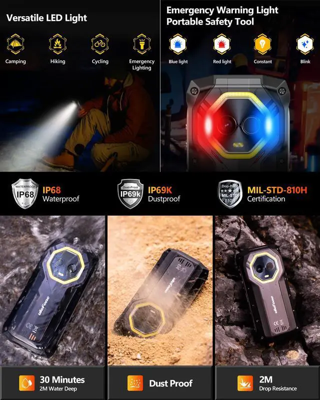 Alt view image 7 of 7 - Ulefone Armor Mini 20 Pro 5G Rugged Phone, 16GB+256GB MTK Dimensity 6300, 64MP+50MP Main Camera, 6200mAh(33W), 4.7" HD+ Corning Gorilla Screen,Waterproof, Versatile LED Light, Android 14 + case