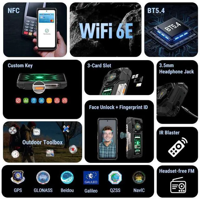 Alt view image 7 of 7 - Ulefone Armor 33 Pro Rugged Phone 5G Dual Screen, 25500 mAh Battery 32GB + 512GB/2TB, 6.95" FHD+ 120Hz & 3.4" Secondary Display, 50MP + 64MP Night Vision + 32MP, Android 14, WiFi 6E