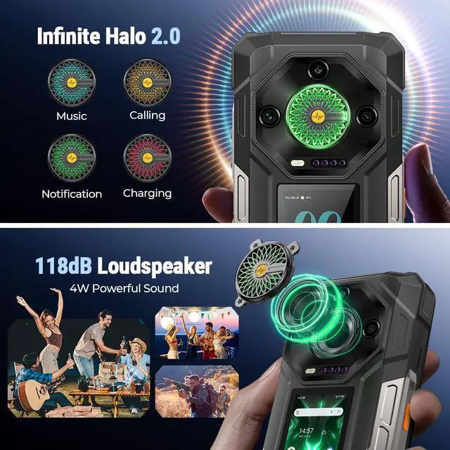 Alt view image 6 of 7 - Ulefone Armor 33 Pro Rugged Phone 5G Dual Screen, 25500 mAh Battery 32GB + 512GB/2TB, 6.95" FHD+ 120Hz & 3.4" Secondary Display, 50MP + 64MP Night Vision + 32MP, Android 14, WiFi 6E