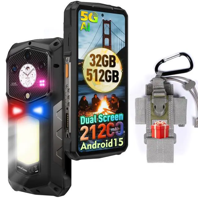 Main image of Ulefone Armor 29 Pro 5G AI Rugged Smartphone with 1.04" Sub-Screen, 21200mAh/120W, MTK Dimensity 7400, 32+512GB/2TB, 6.67 AMOLED, 50+64+50+50MP Cam., Android 15, Camping Light/WiFi 6E/uSmart