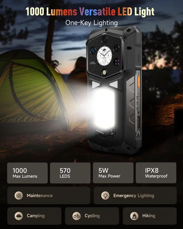 Alt view image 2 of 7 - Ulefone Armor 29 Pro 5G AI Rugged Smartphone with 1.04" Sub-Screen, 21200mAh/120W, MTK Dimensity 7400, 32+512GB/2TB, 6.67 AMOLED, 50+64+50+50MP Cam., Android 15, Camping Light/WiFi 6E/uSmart