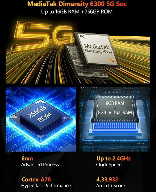 Alt view image 6 of 7 - Ulefone Armor Mini 20T Pro 5G Rugged Phone & Armor Case, Thermal Imaging 50MP Main Camera, 16GB+256GB MTK Dimensity 6300, 6200mAh(33W), 4.7" HD+ Corning Gorilla Screen, Versatile LED Light+CASE