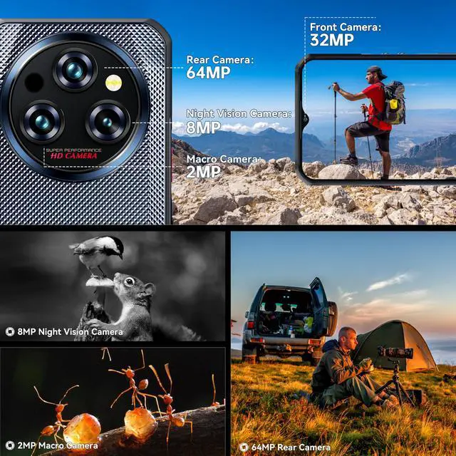 Alt view image 7 of 7 - OUKITEL WP35 Pro Rugged Smartphone 5G - 36GB+512GB Android 14 Rugged Phone, 11000mAh Large Battery, 6.6" FHD+ Corning Screen, Dual Sim Cell Phone, 64MP+32MP Camera, NFC/OTG/BT5.2/GPS, T-Mobile, Black