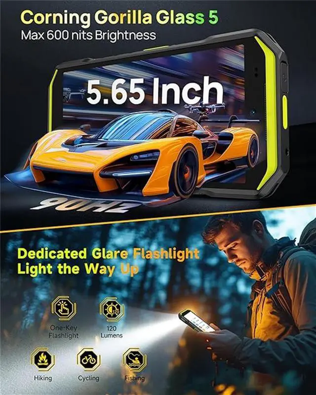 Alt view image 4 of 7 - Ulefone Armor X32 Pro 5G Rugged Phone, MTK Dimensity 6300, 16+256GB, Android 14, Widevine L1, 64MP/25MP Night Vision, Dedicated Glare Flashlight, 5G WiFi Hotspot, 5.65 90Hz, 5500mAh, NFC/GPS Green