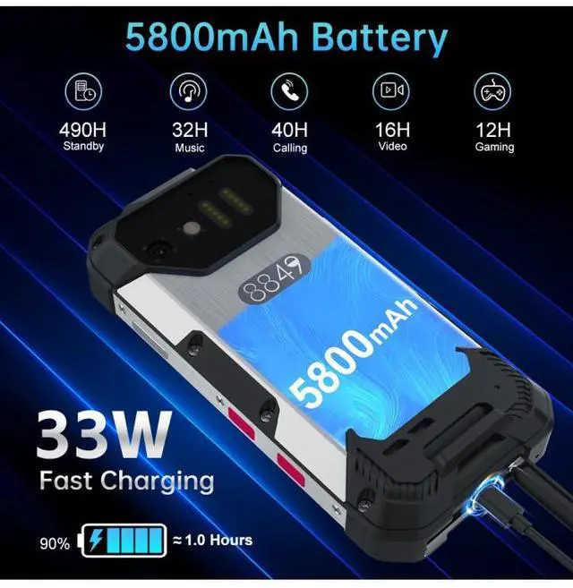 Alt view image 6 of 7 - 8849 Tank Mini rugged mobile phone, 4.3-inch small 4G outdoor sturdy smart phone body, with camping light, 16 GB RAM+256 GB ROM/1TB extended mini IP68 waterproof