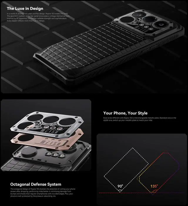 Alt view image 3 of 7 - IIIF150 Raptor 5G, Dual Back Cameras, 32GB+512GB, Fingerprint Identification, Thermal Imaging 6.78 inch Android 14.0 MediaTek MT6877TT FHD+ 120Hz AMOLED Octa Core, NFC, OTG