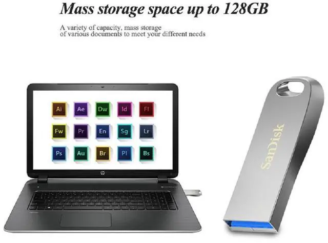 Alt view image 5 of 7 - SanDisk 128GB Ultra Luxe USB 3.2 Gen 1 Flash Drive, Speed Up to 400MB/s (SDCZ74-128G) 128GB