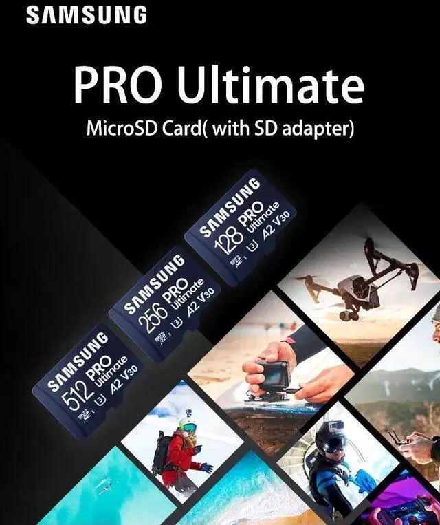 Alt view image 3 of 7 - Samsung Micro SD PRO Ultimate 200MB/s + Adapter Flash Memory Card 256GB 512GB