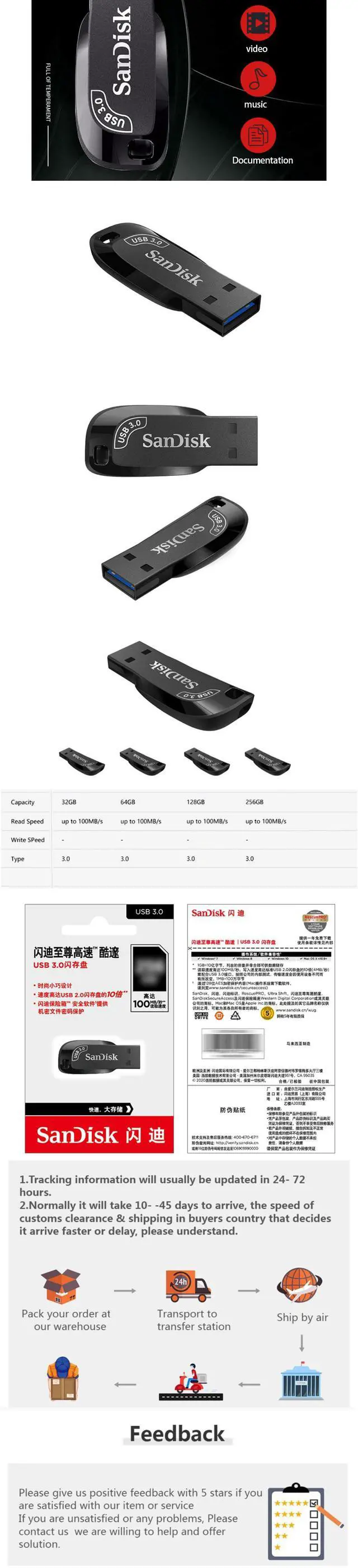 Alt view image 13 of 13 - SanDisk 256GB Ultra Shift USB 3.0 Flash Drive, Speed Up to 100MB/s (SDCZ410-256G-G46)