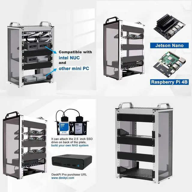 Alt view image 4 of 7 - 52Pi T1 Rackmount, DeskPi 10 Inch 8U Server Cabinet for Network, Servers, Audio, and Video Equipment