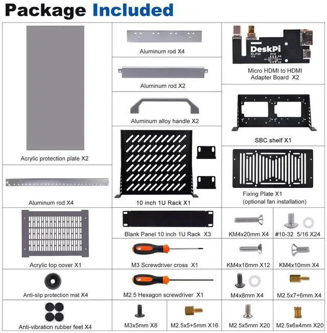 Alt view image 7 of 7 - 52Pi T1 Rackmount, DeskPi 10 Inch 8U Server Cabinet for Network, Servers, Audio, and Video Equipment