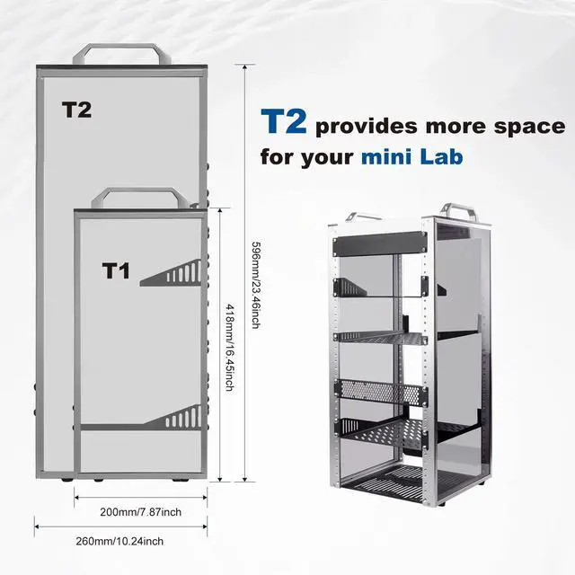 Alt view image 4 of 7 - 52Pi T2 Rackmount, DeskPi 10 Inch 12U Server Cabinet for Network, Servers, Audio, and Video Equipment
