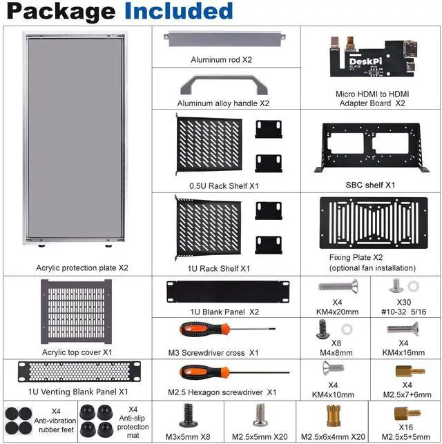 Alt view image 7 of 7 - 52Pi T2 Rackmount, DeskPi 10 Inch 12U Server Cabinet for Network, Servers, Audio, and Video Equipment