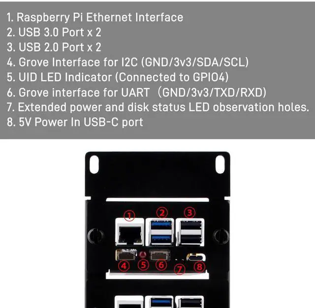 Alt view image 5 of 7 - 52Pi 10 Inch 2U Rack Mount for Raspberry Pi 5, with Four PCIE NVME Boards for DeskPi Rackmount T1/T0/T2 Server Cabinets
