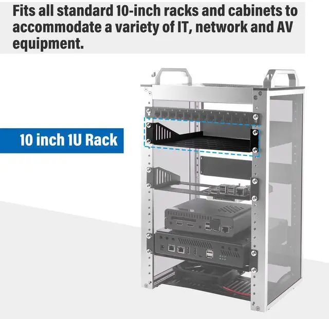 Alt view image 4 of 6 - 52Pi 1U Rack Shelf, 10 inch Rack Accessories for DeskPi Rackmate T0/T1 Server Cabinets