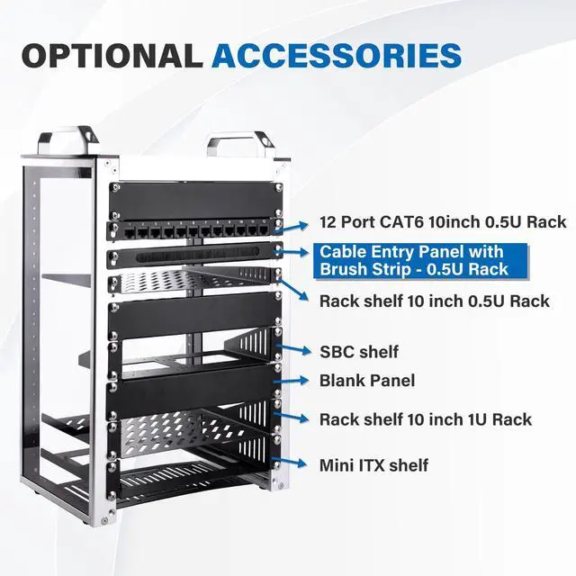 Alt view image 6 of 7 - 52Pi 0.5U Rack Cable Entry Panel with Brush Strip, 10 inch Rack Accessories for DeskPi Rackmate T0/T1/T2 Server Cabinets
