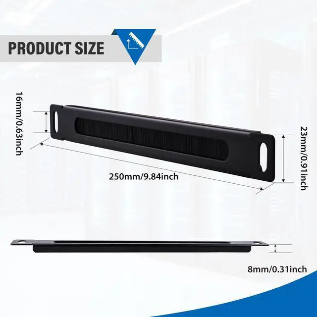 Alt view image 2 of 7 - 52Pi 0.5U Rack Cable Entry Panel with Brush Strip, 10 inch Rack Accessories for DeskPi Rackmate T0/T1/T2 Server Cabinets