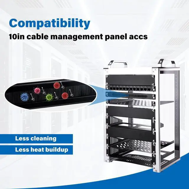 Alt view image 5 of 7 - 52Pi 0.5U Rack Cable Entry Panel with Brush Strip, 10 inch Rack Accessories for DeskPi Rackmate T0/T1/T2 Server Cabinets