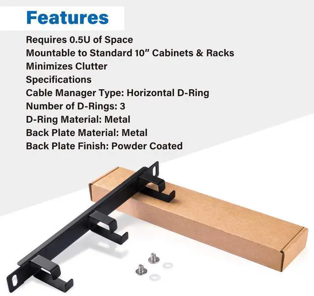 Alt view image 4 of 7 - 52Pi 0.5U Rack Cable Management Panel-with 3 D-Rings, 10inch Rack Accessories for DeskPi Rackmate T0/T1/T2 Server Cabinets
