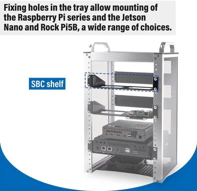 Alt view image 4 of 5 - 52Pi 1U SBC Shelf, 10 inch Rack Accessories for DeskPi Rackmate T0/T1/T2 Server Cabinets, Supports Raspberry Pi/Jetson Nano/RockPi 5B/Dev Board and 2.5 Inch HDD/SSD